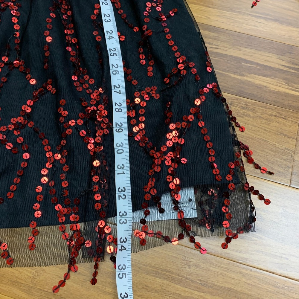 Cupshe Sequin Party Dress Women Size Large Black Red Long Sleeve Mini Mesh Tulle - Picture 8 of 8